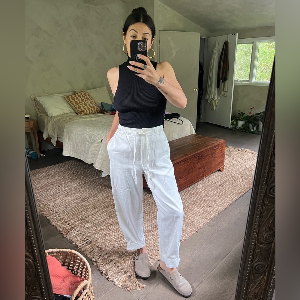 COS White Cotton Pants Small